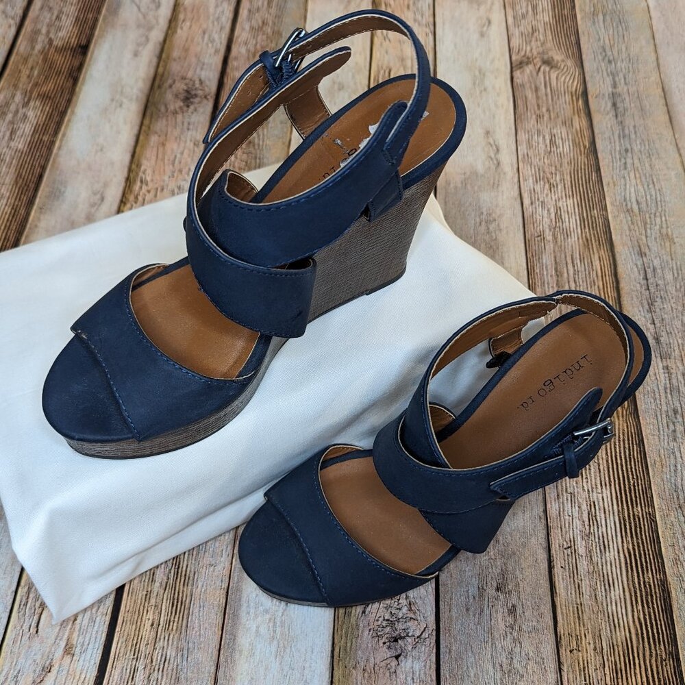 Indigo Rd. Navy Blue Wedge Sandals Size US 6.5